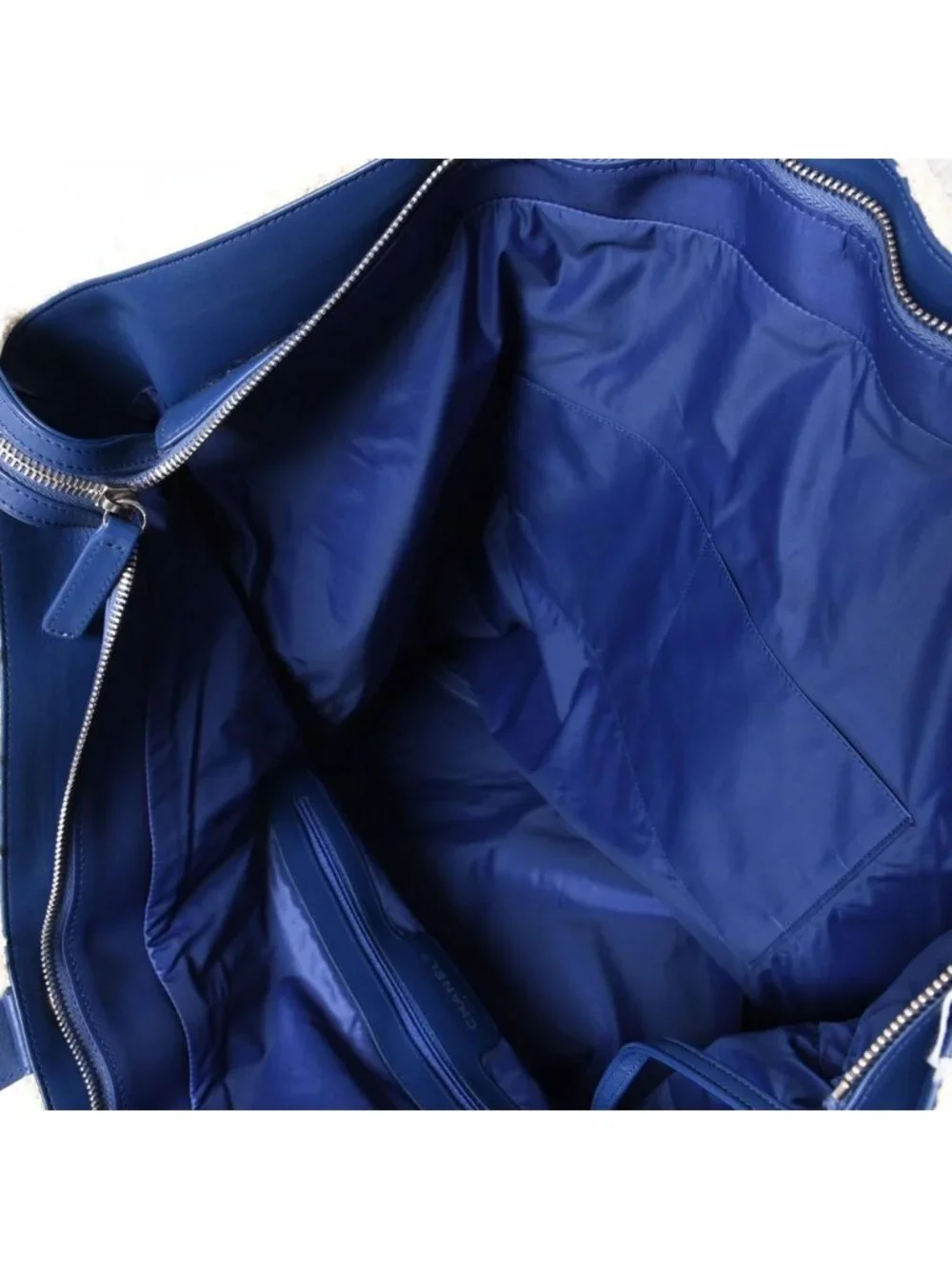 Chanel Tote Bag Pile Large Shopping White Blue
